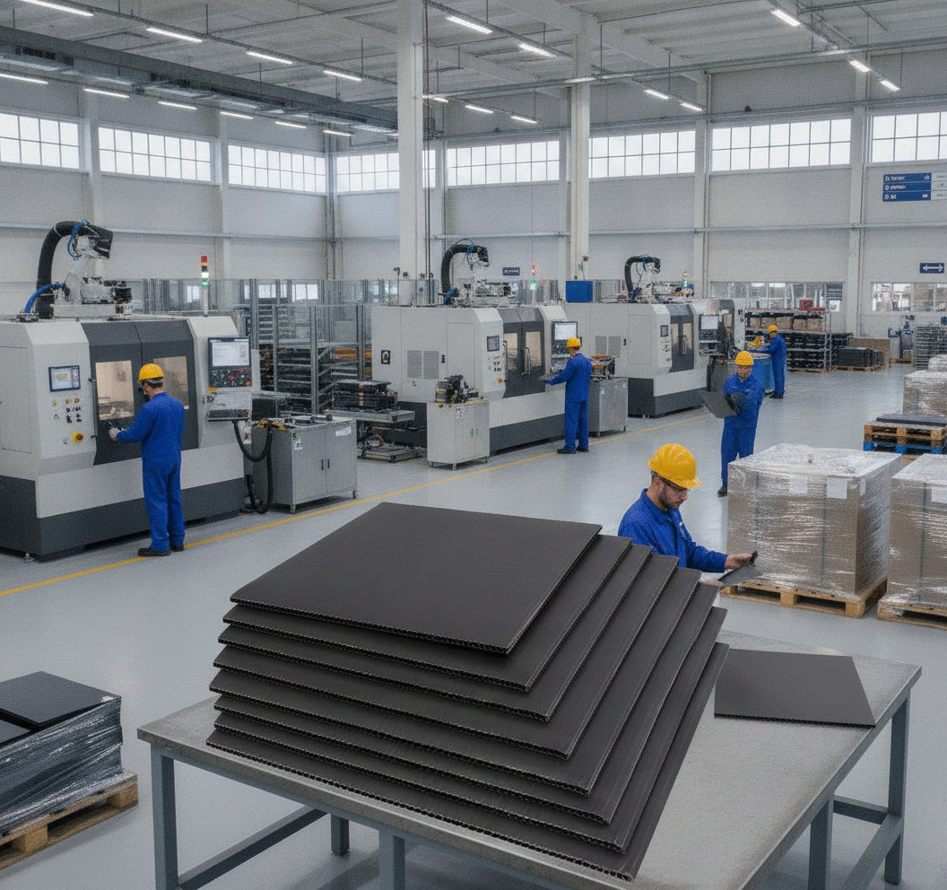 Black Corrugated Plastic Sheet - 4mm Thick