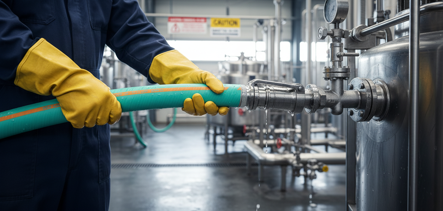 Premium Multilayer Thermoplastic Rubber Hose for Suction and Delivery of Aggressive Liquids, with Steel Spiral Reinforcement and Chemical Resistance