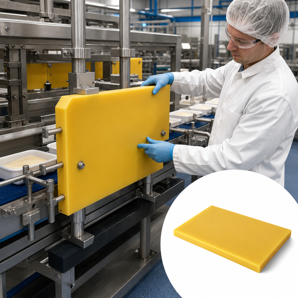 High Molecular Weight Polyethylene Yellow Sheet for Food Processing 10mm to 25mm thick