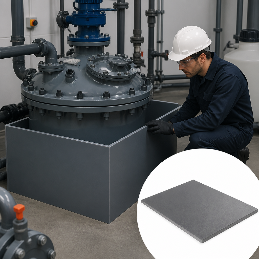 Grey PVC Sheet for Chemical Processing Applications 1.5mm to 12mm thick