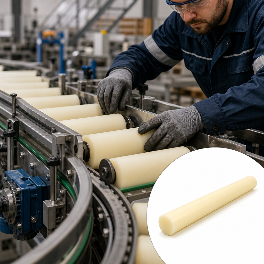 Nylon 66 Natural (cream) Rod 65mm to 200mm dia for Cams & conveyor parts