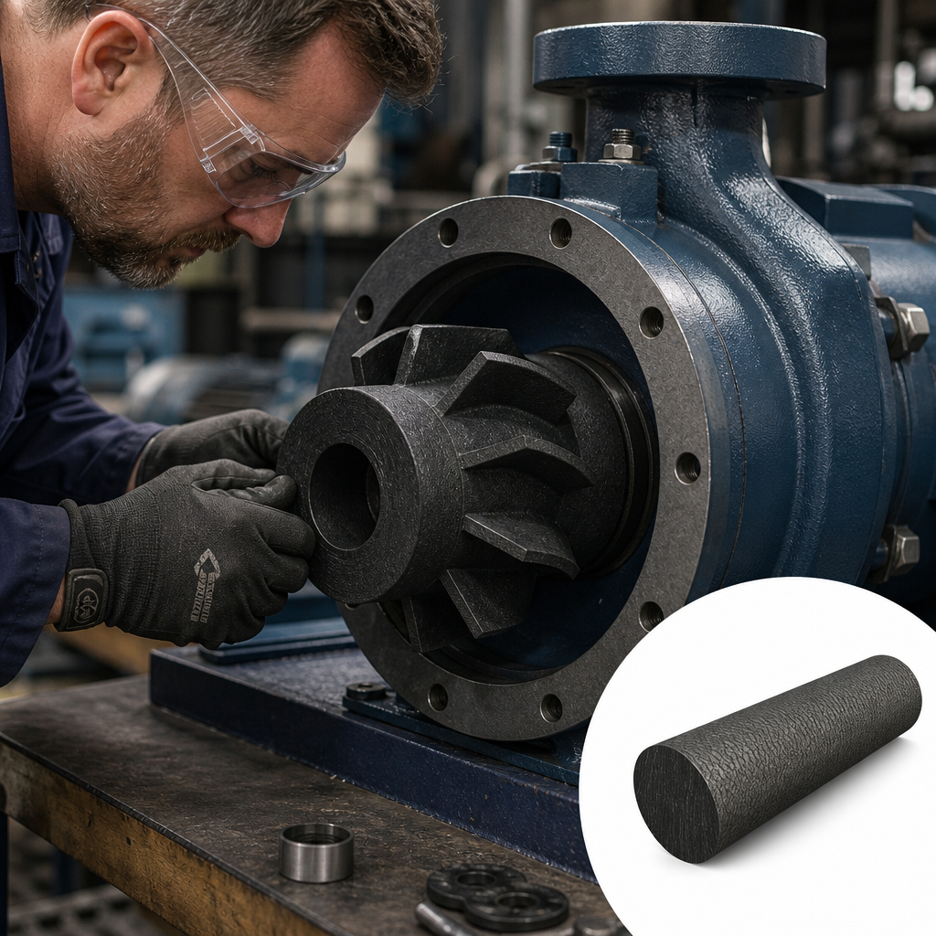 Nylon 6 Black-grey Rod 160mm to 250mm dia for Gears & bushes