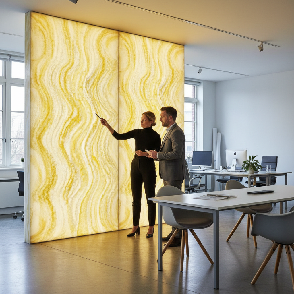 Premium Faux Translucent Stone Sheets in White and Yellow - Lightweight, Elegant, and Versatile for Interior Design