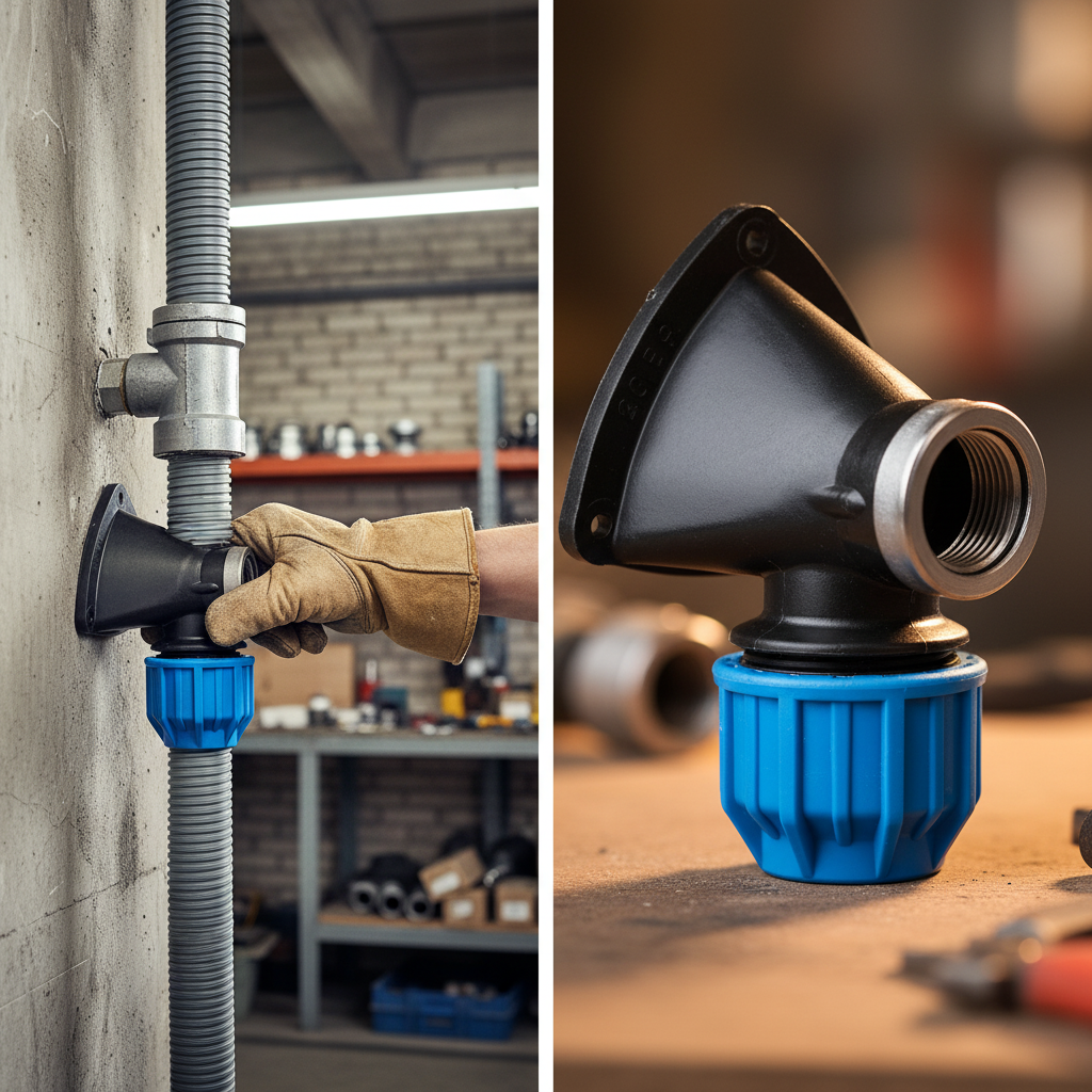 Heavy Duty Compression Wall Plate Elbow for PELD, PEMD, PEHD and PPR Pipes - Ideal for Irrigation and Water Systems