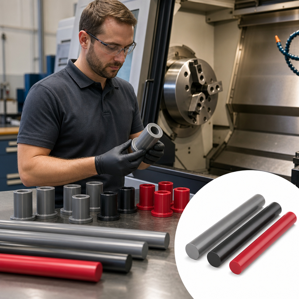 Unplasticised PolyVinylChloride Grey / Red / Black Rod 45mm to 90mm dia for Chemical storage & structural components