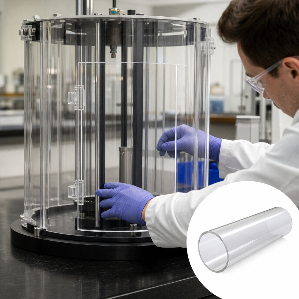 Cast Acrylic Clear Tube 200mm to 260mm dia for Protective barriers & aquarium tanks