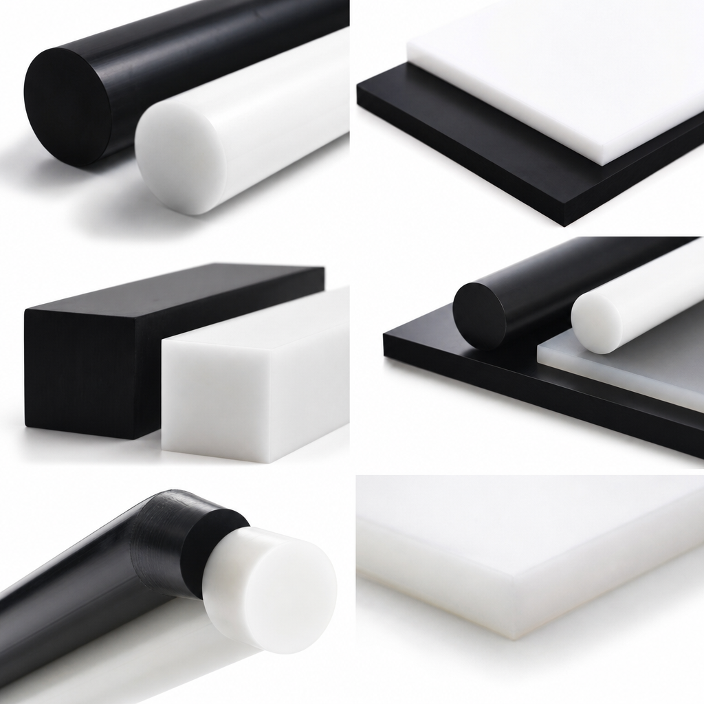 High Density Polyethylene Natural (milky-white) / Black Rod 10mm to 50mm dia for Wear strips & tanks