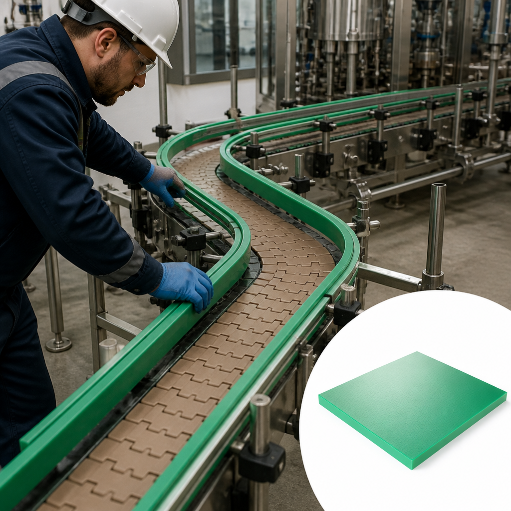 RG1000 Green UHMWPE Sheet for Non-FDA Applications 5mm to 40mm thick