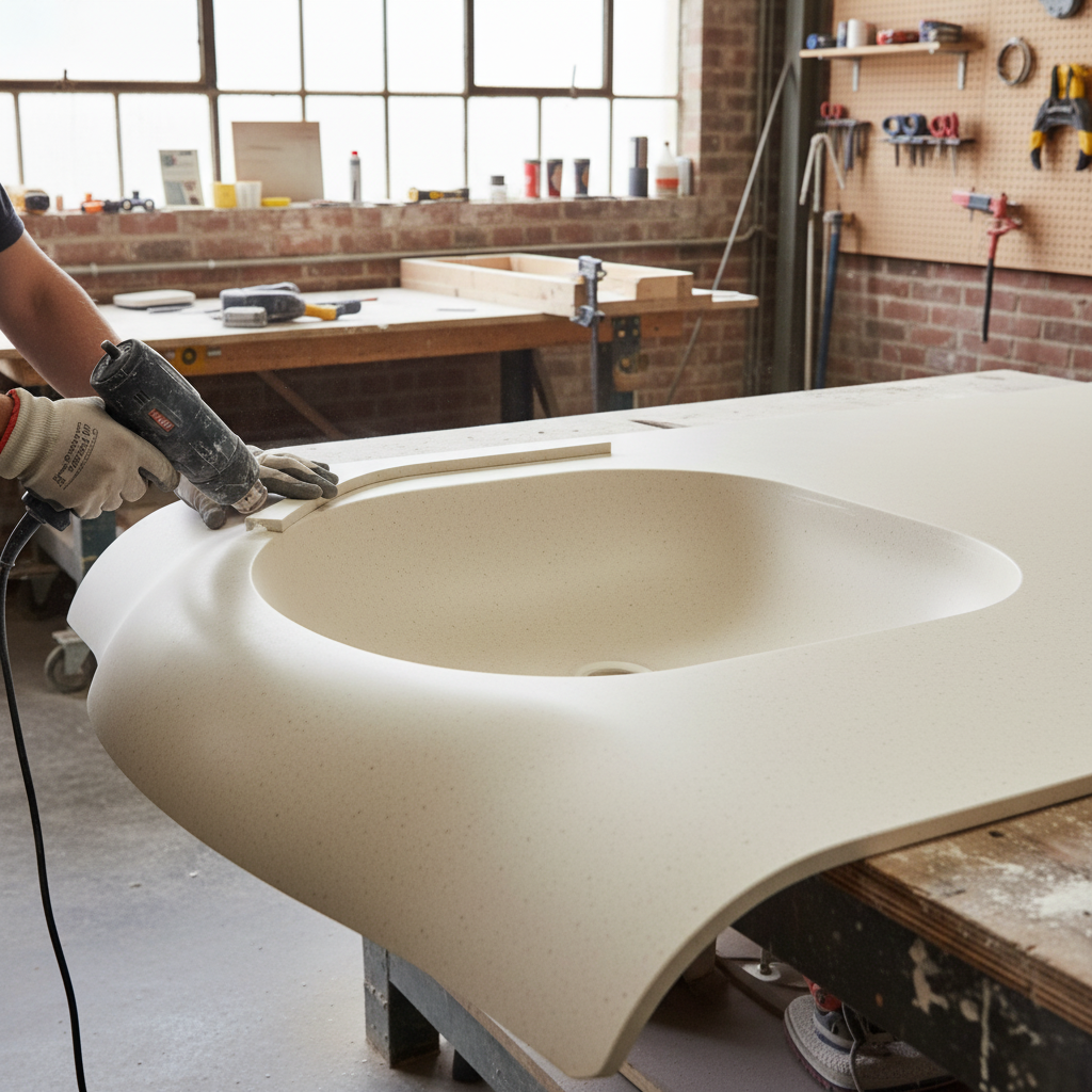 Premium Solid Surface Material in Clam Shell Color - Durable, Hygienic, and Versatile for Interior and Exterior Applications