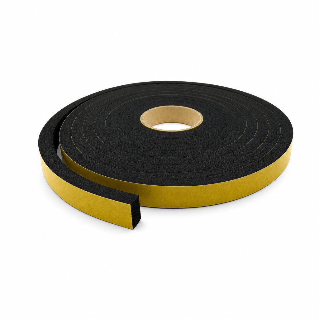 Adhesive Backed Expanded Neoprene Strip 25mm x 12mm – 6m Roll