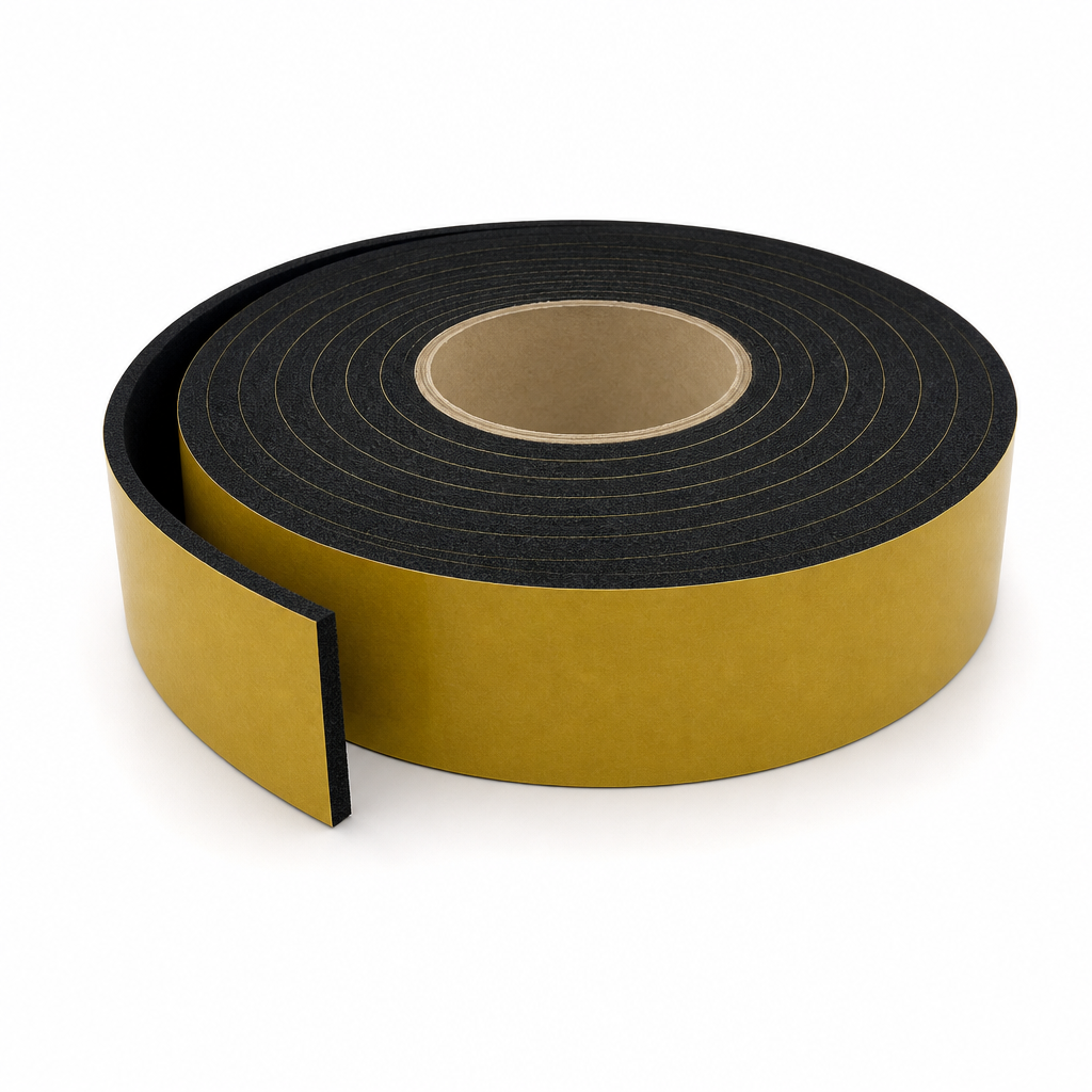 Adhesive Backed Expanded Neoprene Strip 50mm x 5mm – 6m Roll