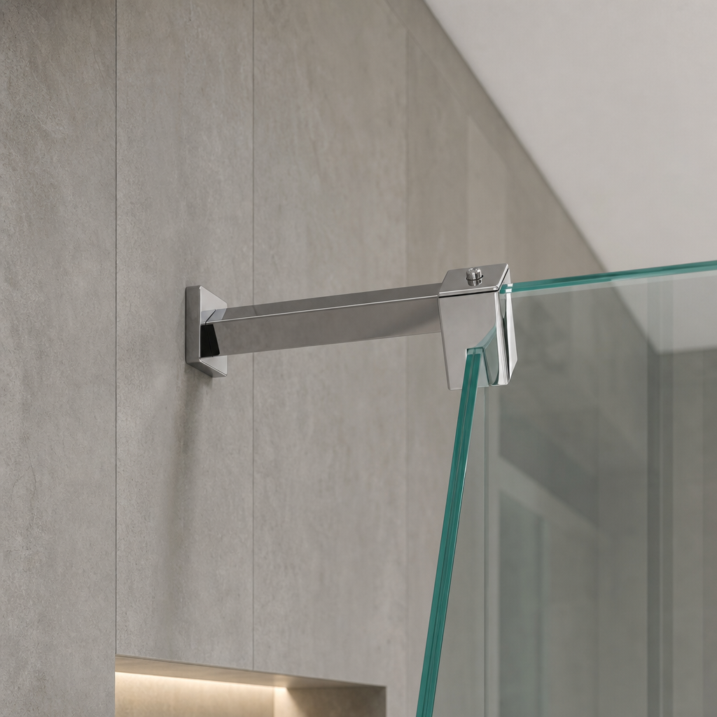Adjustable Telescopic Shower Support Bar for 8mm Glass