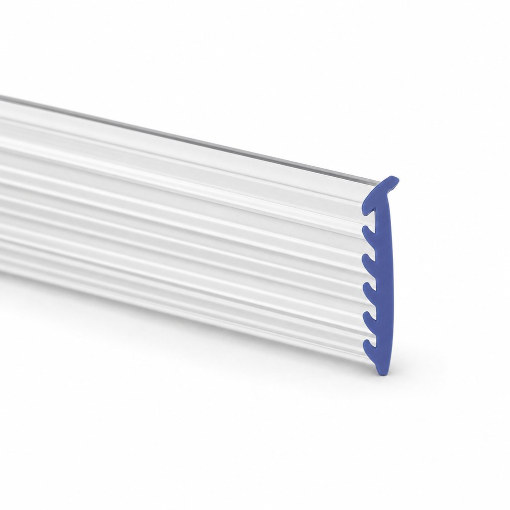 Bifold Channel T Shower Seal – 25mm Gap, Clear PVC – BIF077