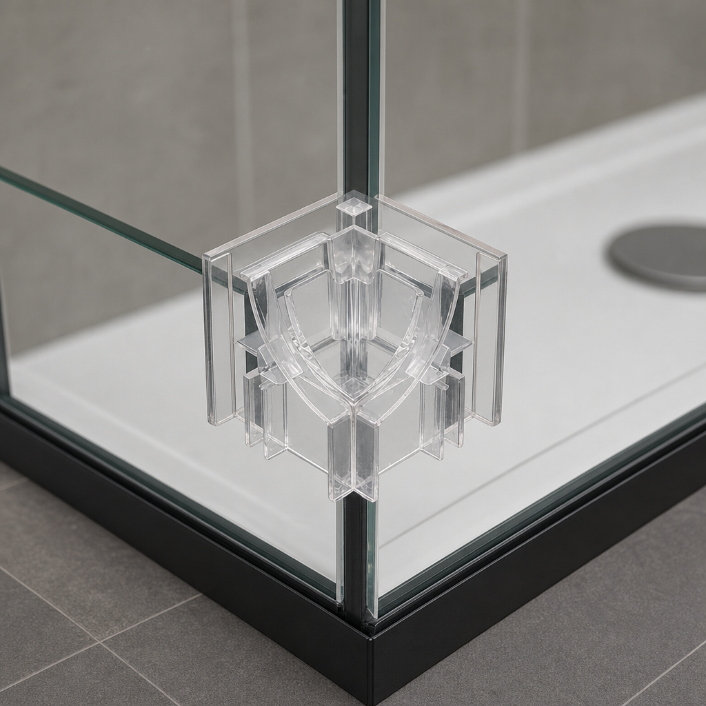 Rigid Corner Piece for L Shaped Bath Screens