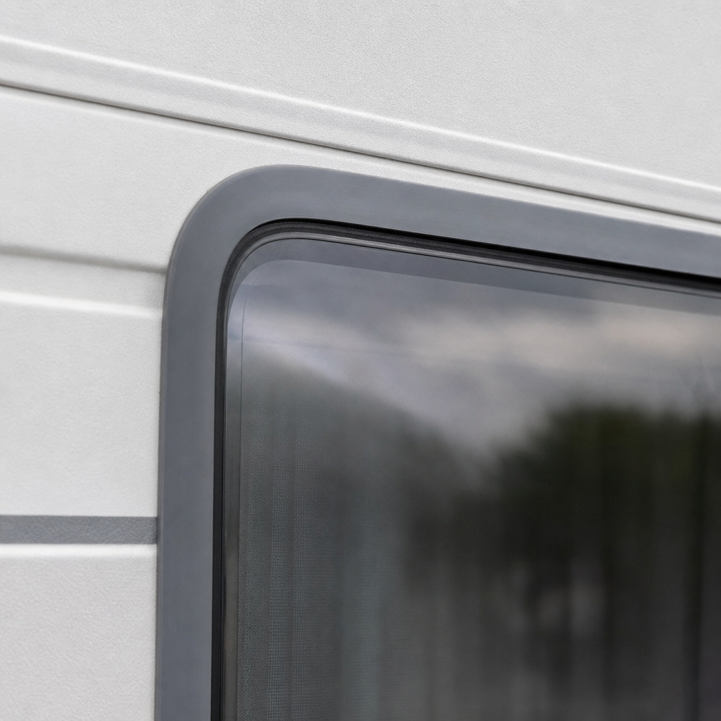 Grey Cover Strip for Caravan Window Seals 25mm Wide – Per Metre