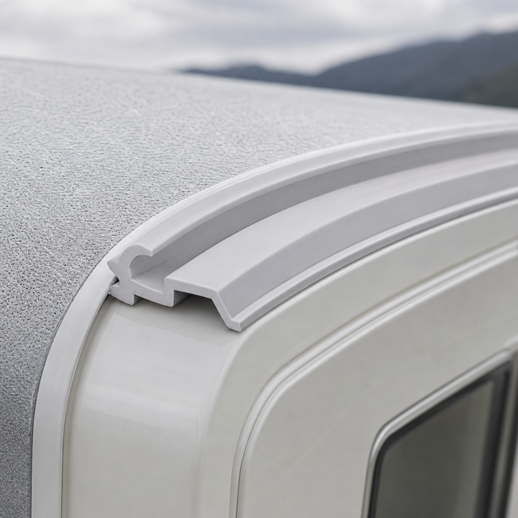 Light Grey Gutter Trim for Caravans – 50 Metre Coil