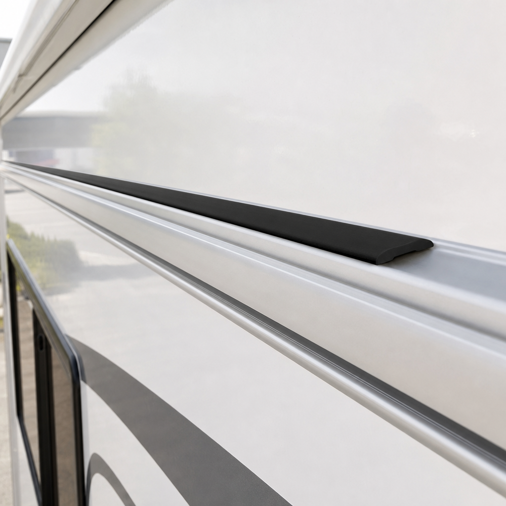Black Awning Rail Insert Trim 14.9mm Wide – Per Metre