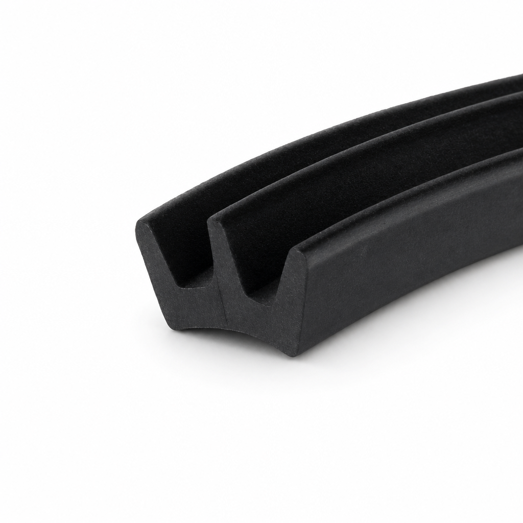 Double Channel Flocked Lined Window Rubber 24mm – Per Metre