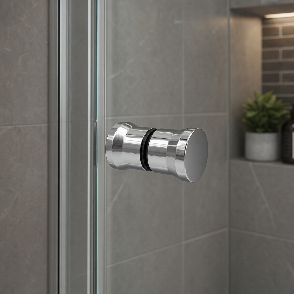 Chrome Shower Door Handle – 65mm Wide, Fits 6mm Holes