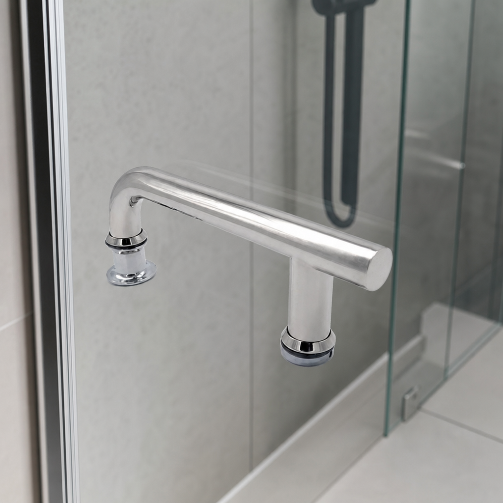 Shower Door Handle with 160mm Hole Centres – Chrome Effect