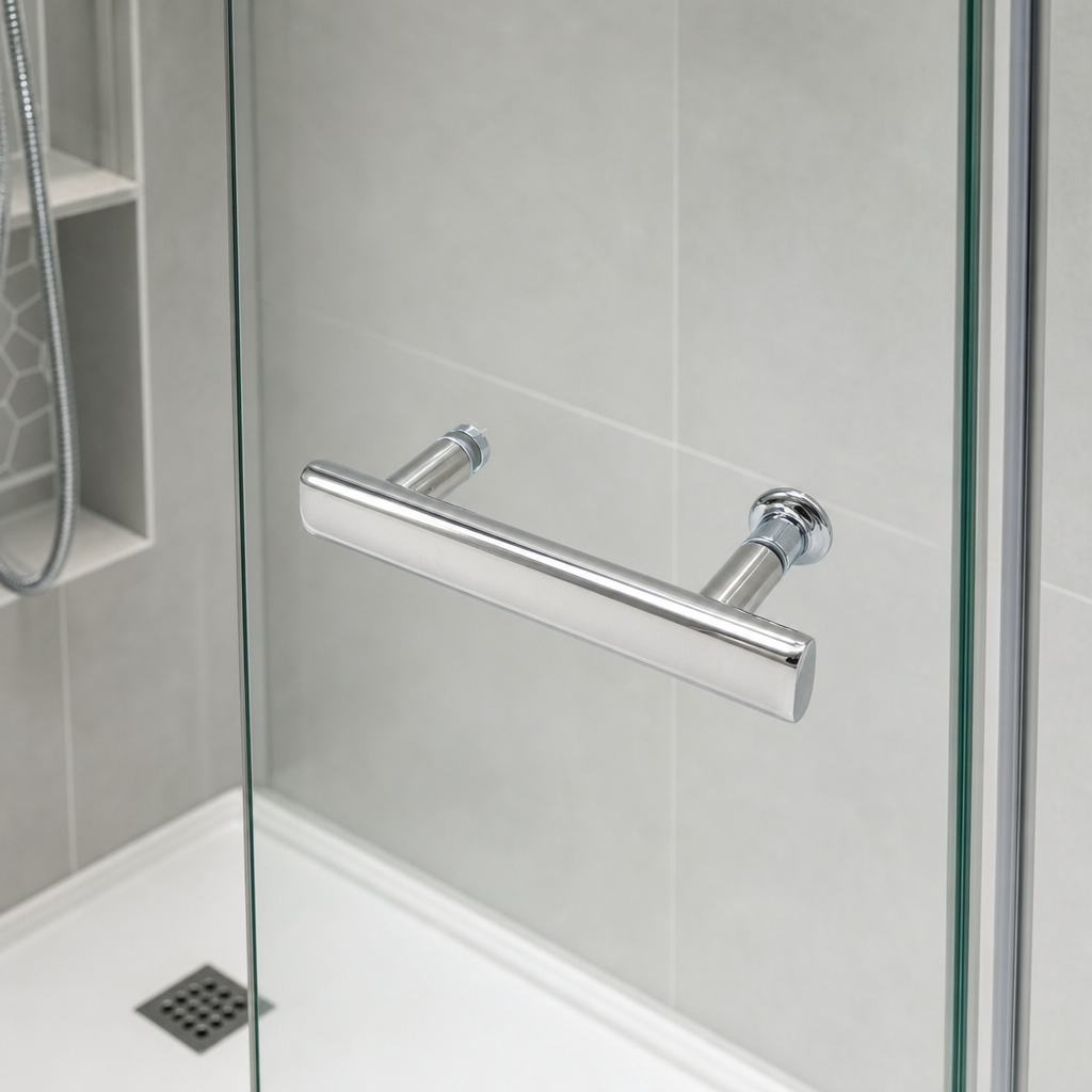 Shower Door Handle – 130mm Hole Centres – Chrome Effect