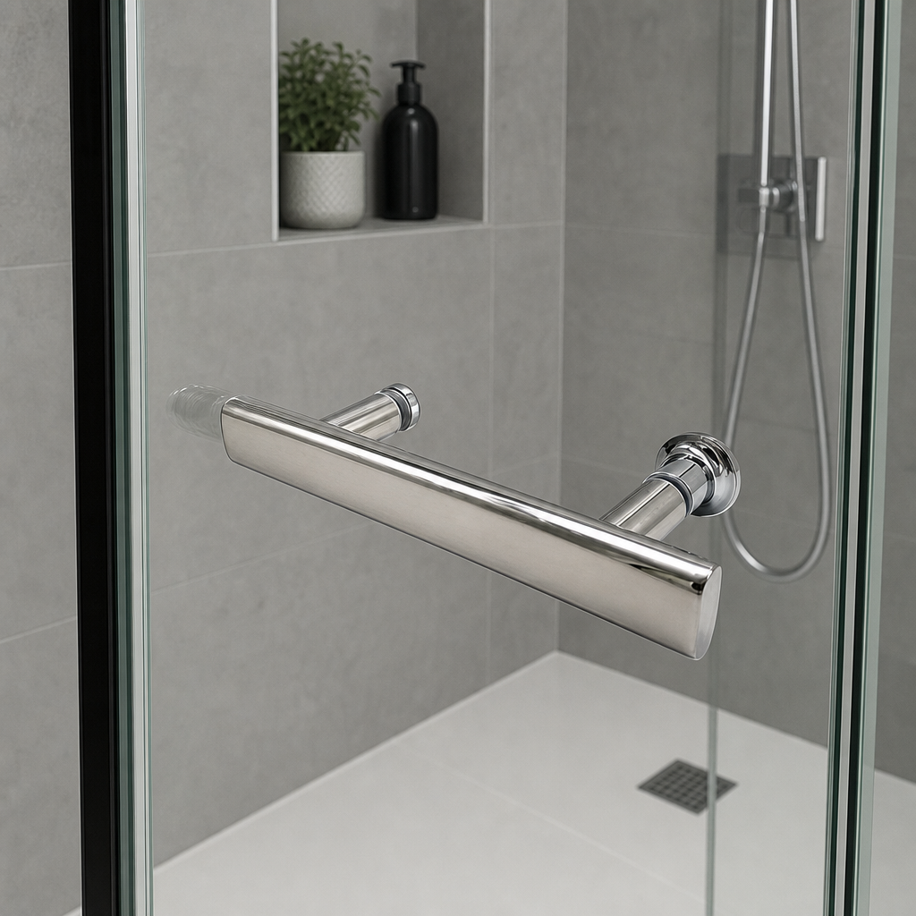 Chrome Shower Door Handle – 140mm Hole Centres