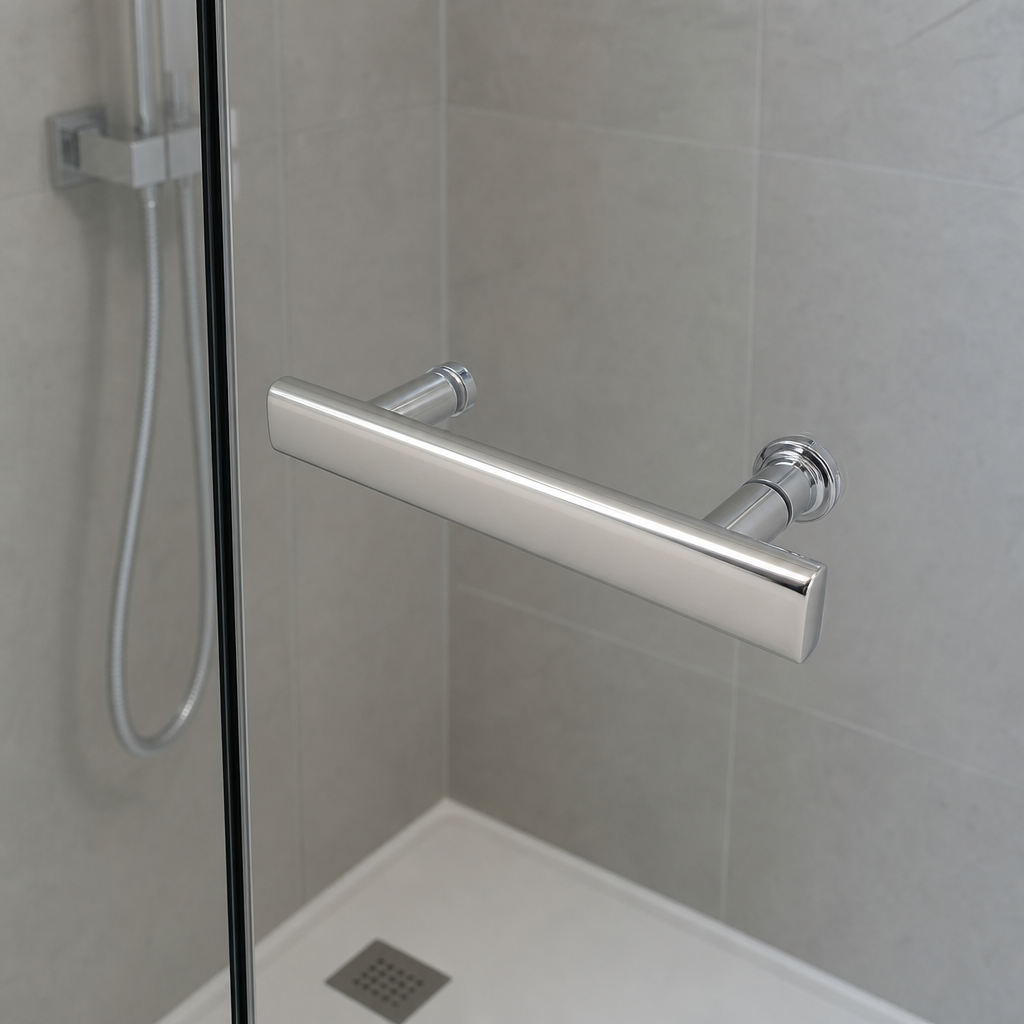 Chrome Shower Door Handle – 145mm Hole Centres – HAND016