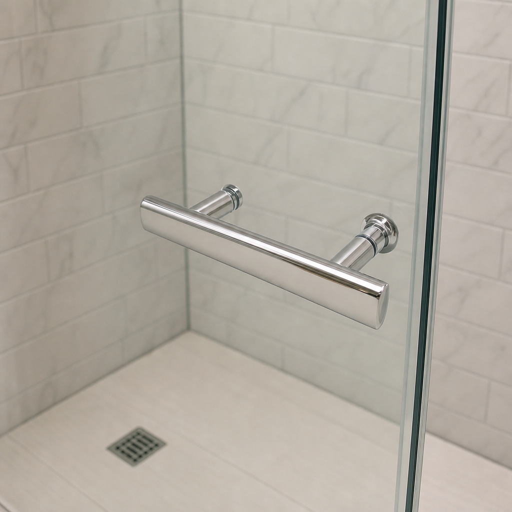 Shower Door Handle with 150mm Hole Centres – Chrome Effect