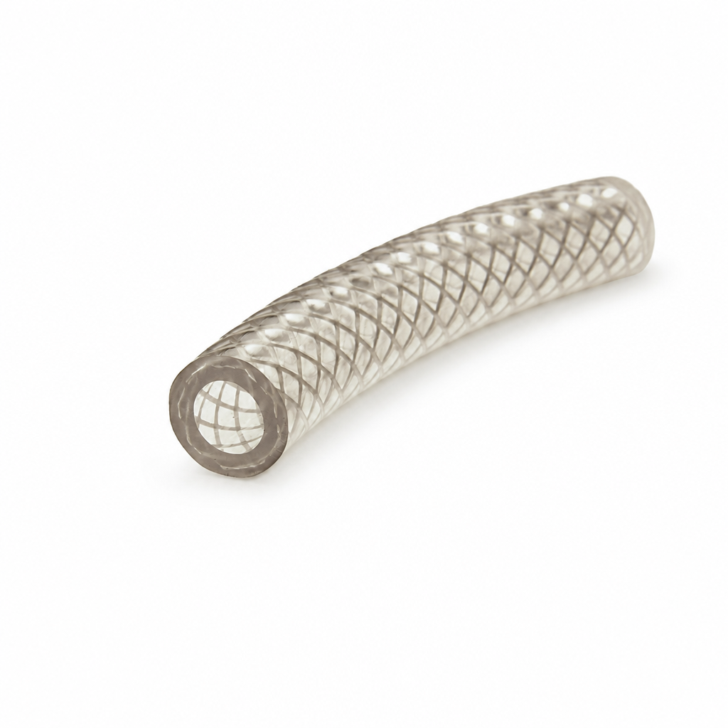 Clear Braided PVC Hose 10mm ID x 16mm OD – Per Metre
