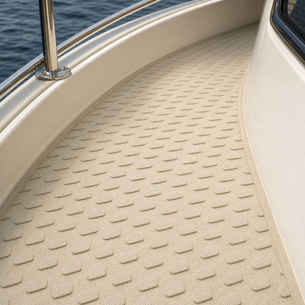 Diamond Pattern Anti-Slip Deck Covering – Light Grey, 1.2m x 0.9m Sheet