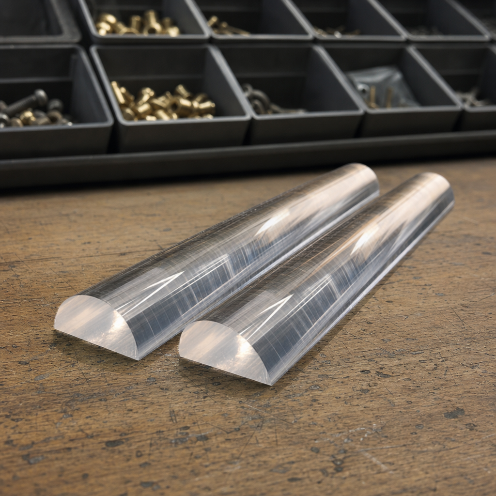 Half-Round Acrylic Rod – 6mm to 25mm Diameter