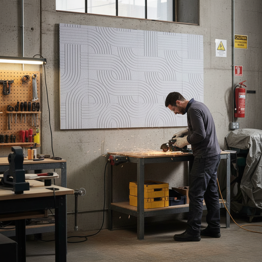 Premium 100% Recycled PET Felt Acoustic Panel 9mm - Pack of 2, High-Performance Noise Reduction with V-Cut Streets Design