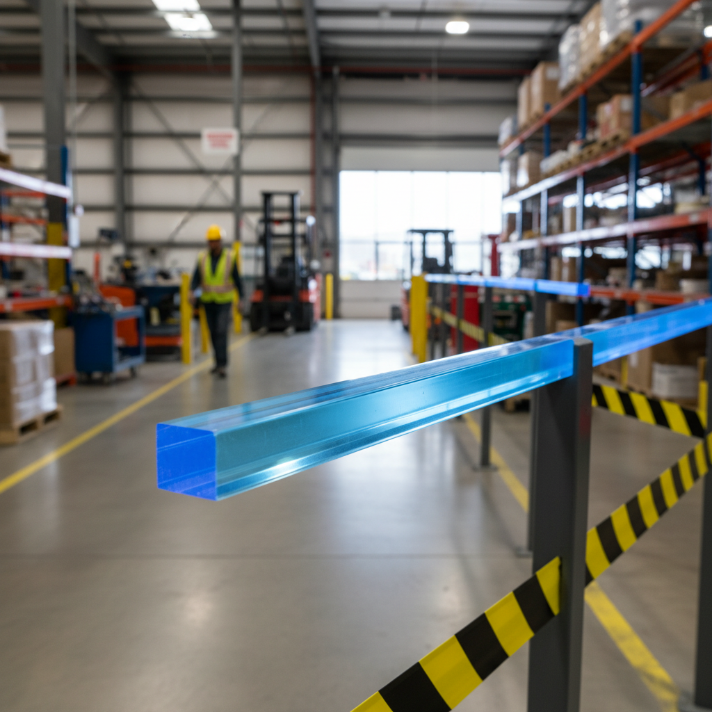 Premium Extruded Fluoro Blue Acrylic Square Bar - High Gloss Finish with High Rigidity for Displays and Furniture
