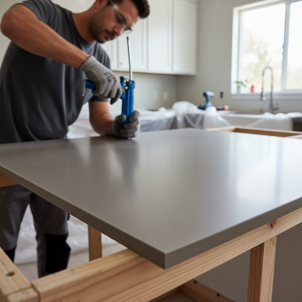 Premium Solid Surface Material in Athena Gray - Durable, Hygienic, and Versatile for Various Applications