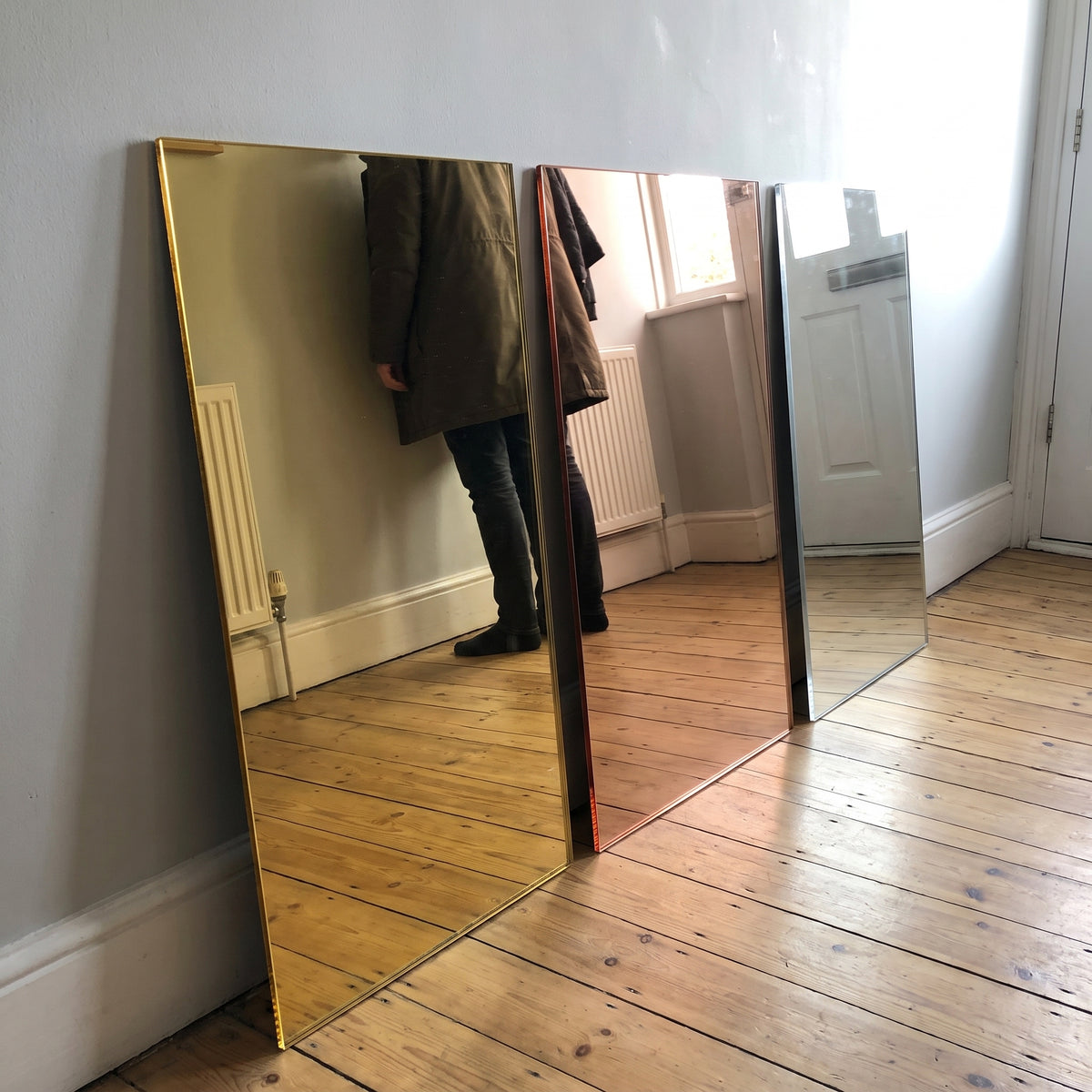 Gold, rose gold and silver acrylic mirror sheets