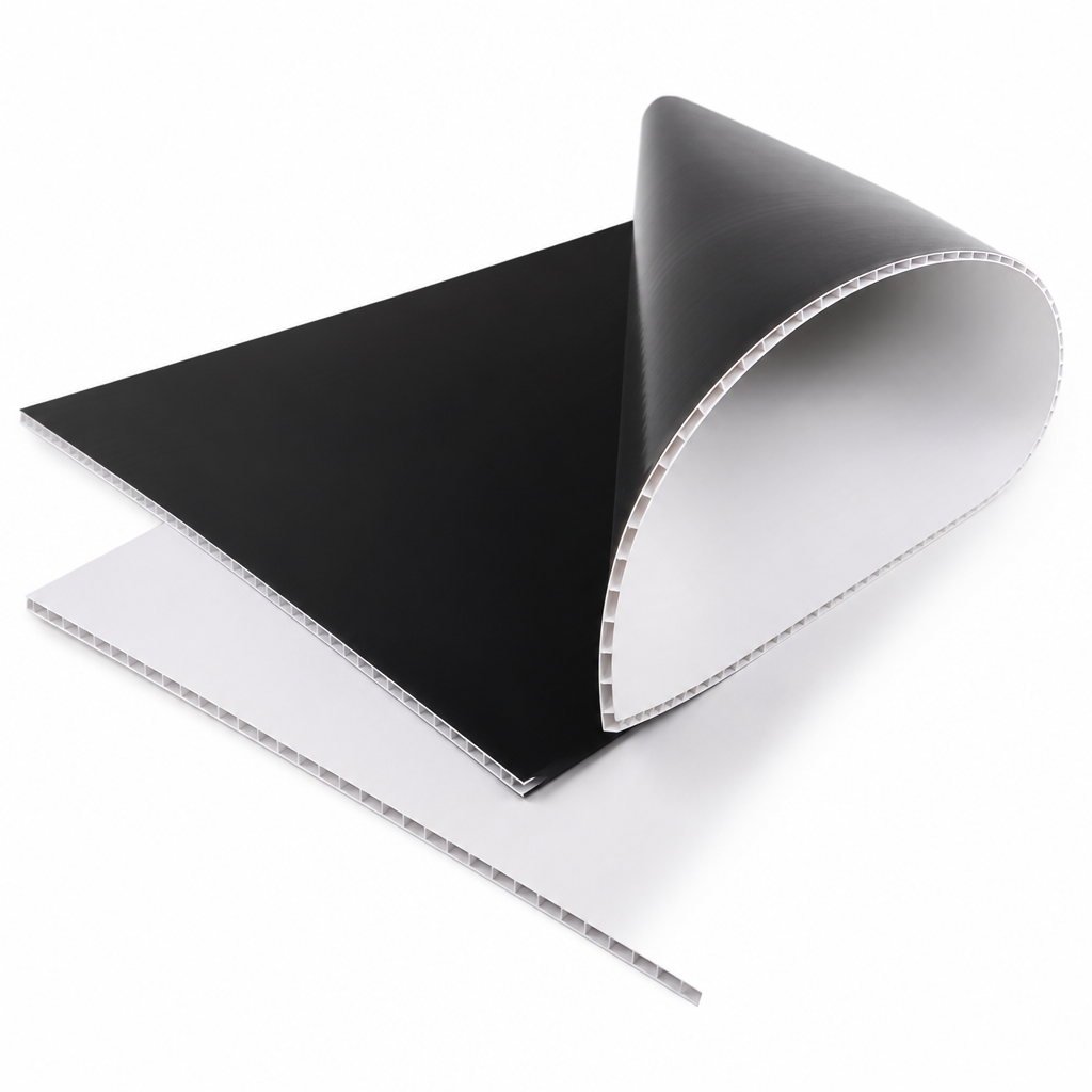 Fluted Polypropylene Black / White Sheet for Window protection & carpet protection