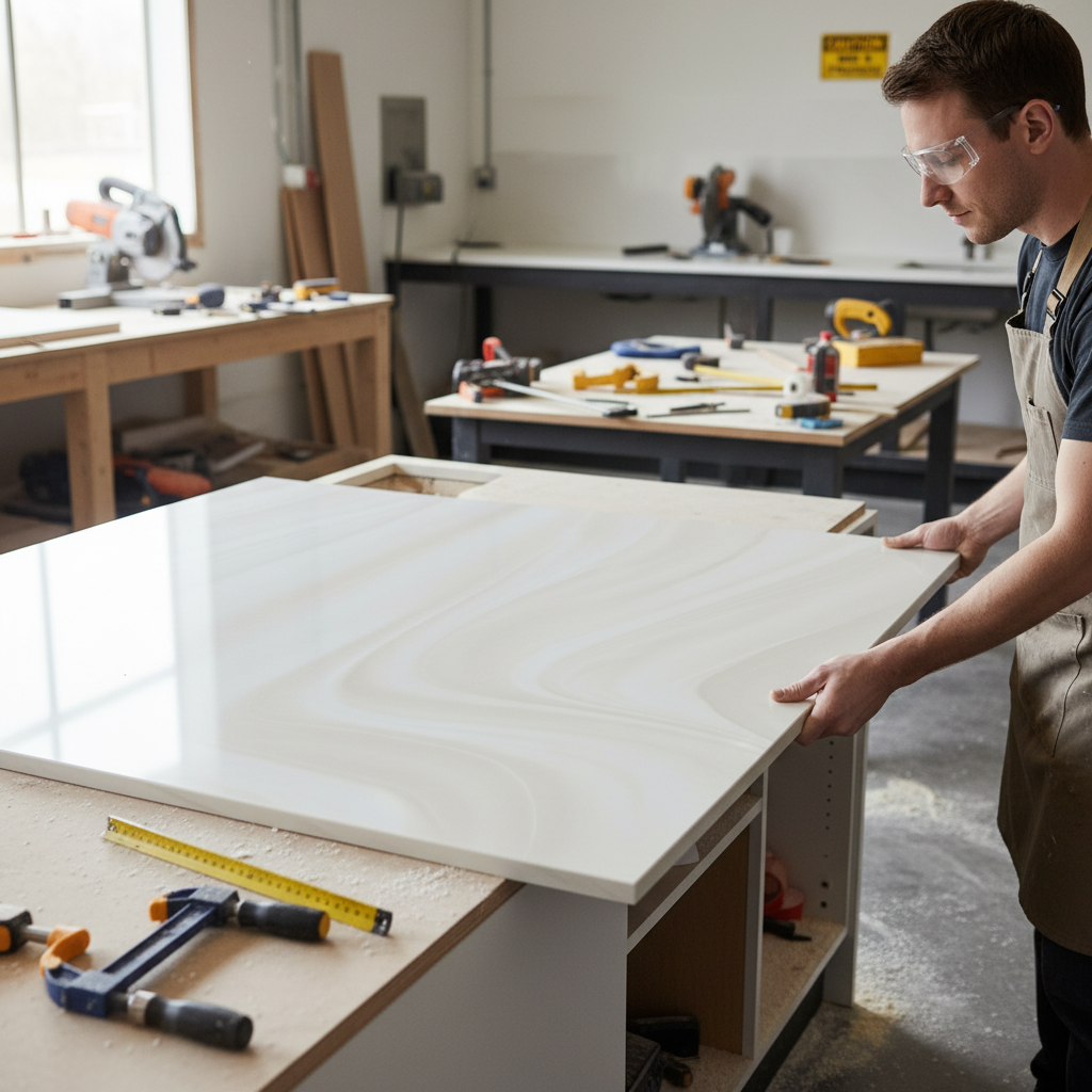 Premium Solid Surface Material - White Onyx with Elegant Veining for Versatile Applications