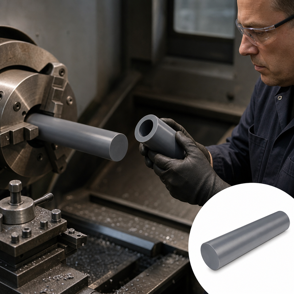 Grey PVC Rod for Chemical Processing Applications 6mm to 180mm diameter