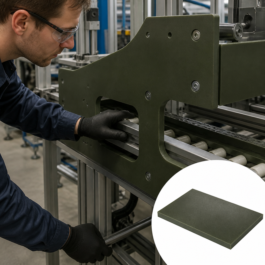 Cast Polyamide 6 Oil-Filled Sheet in Green for Industrial Applications 40mm to 60mm thick - UK Engineering Plastics