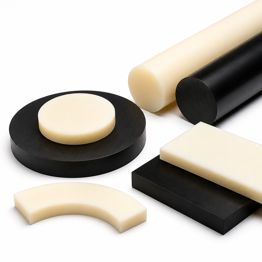 Nylon 6 Natural (ivory) / Black Rod 50mm to 150mm dia for Wear pads & cams