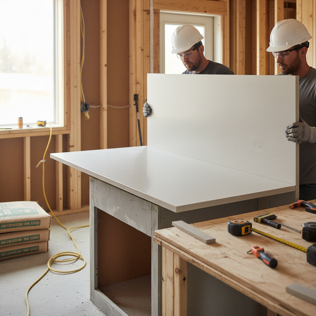 Premium Solid Surface Material - Neutral Concrete for Versatile Applications in Residential, Healthcare, and Commercial Environments