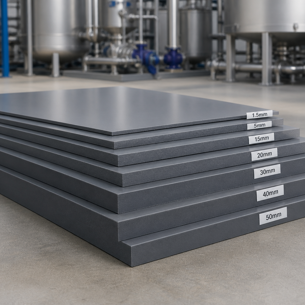 Grey PVC Sheet 1.5mm to 50mm for Chemical Processing 15mm to 50mm thick