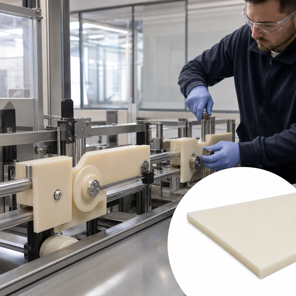 Nylon 66 Natural (cream) Sheet 2mm to 6mm thick for Wear pads & rollers