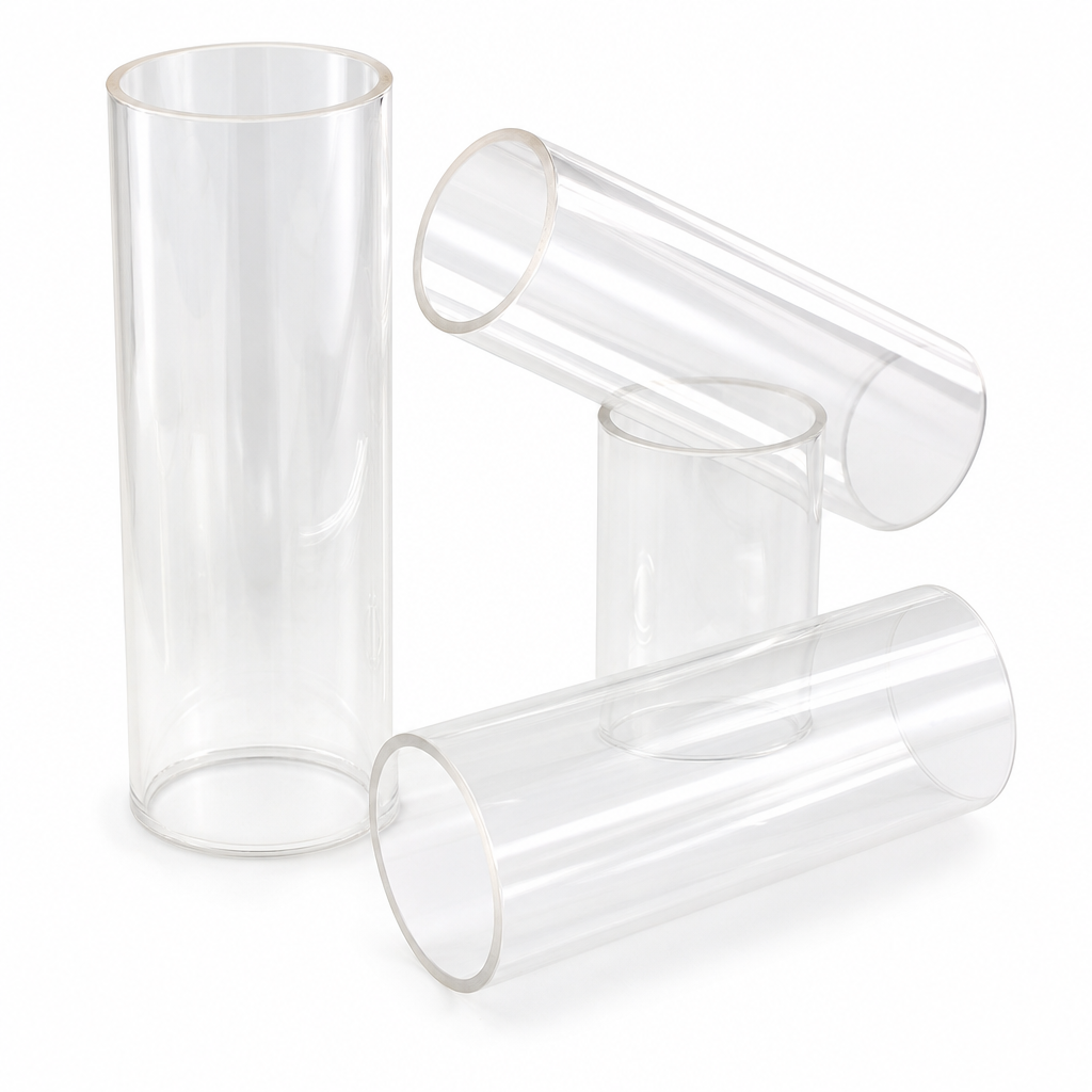 Cast Acrylic Clear Tube 102mm to 134mm dia for Light fixtures & furniture components