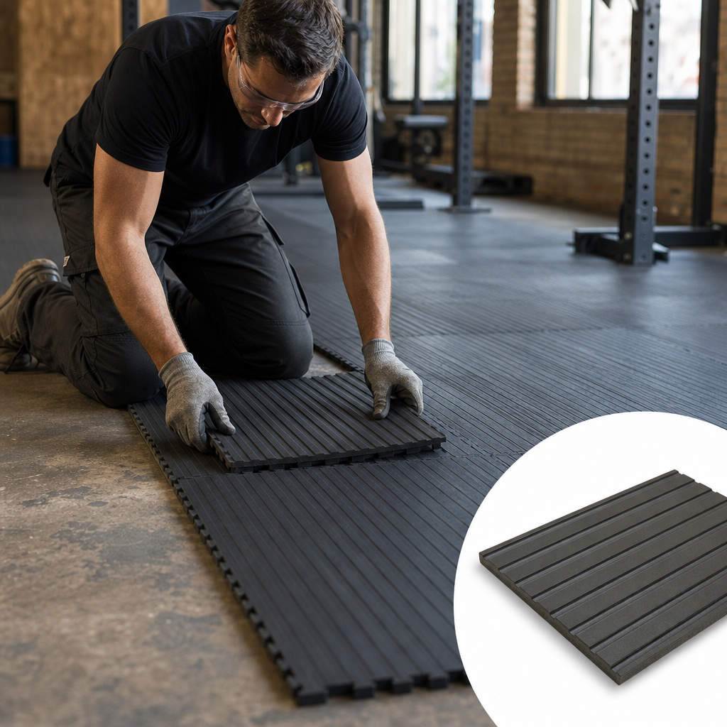Wide Ribbed Rubber Matting 3mm to 6mm thick for Gym flooring & safety matting