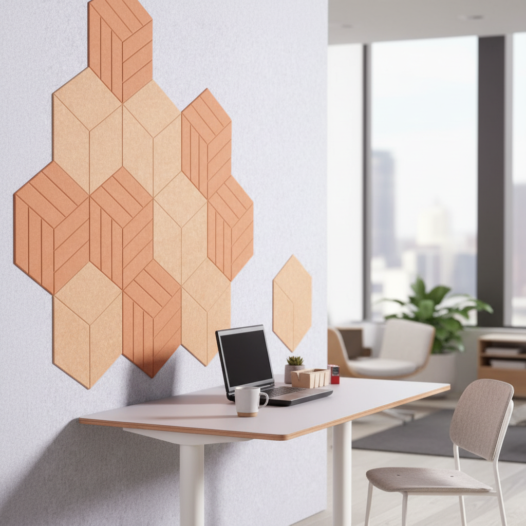 Premium Recycled PET Felt Hexagon Acoustic Tile 9mm - Pack of 6 with High Sound Absorption and Customizable Colors
