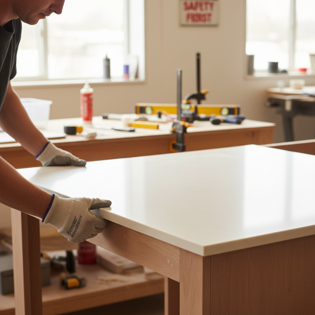 Premium Solid Surface Material - Bone Color, Durable and Versatile for Various Applications