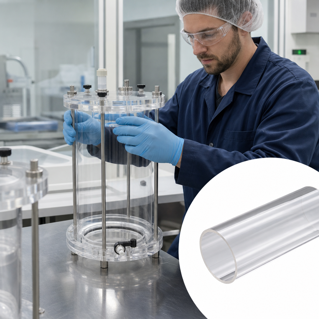 Extruded Clear Acrylic Tube 150mm to 250mm dia for Signage & furniture components