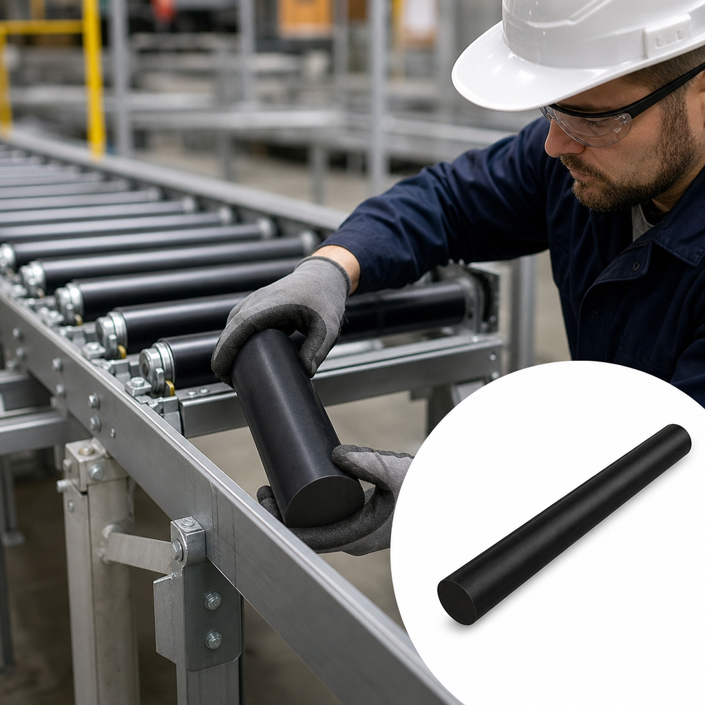 Nylon 66 Black Rod 40mm to 200mm dia for Insulators & conveyor parts