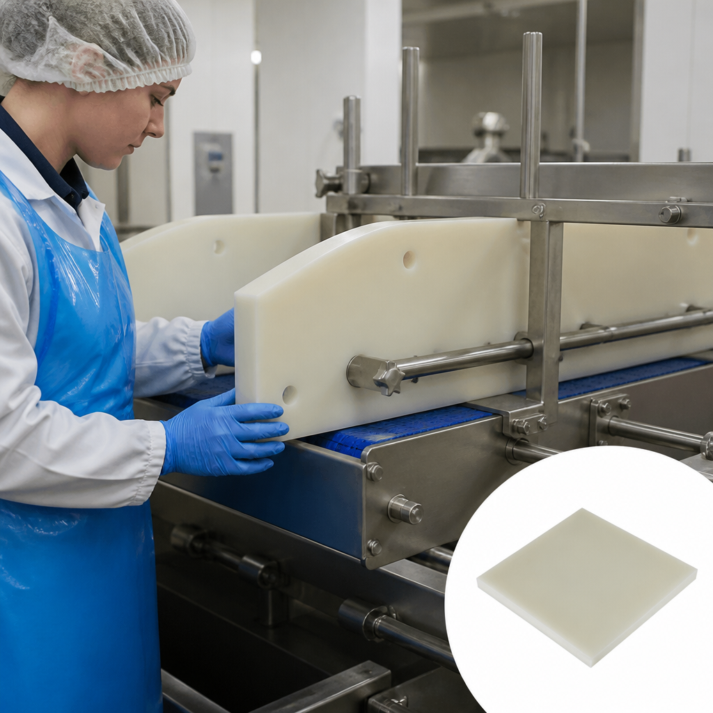Natural Nylon 6.6 Sheet for Food Compliance Applications 30mm to 80mm thick